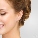 2 Ctw Lovebright Round Cut Diamond Hoop Earrings in 14K Yellow and White Gold