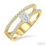 Double Row Pear Shape Lovebright Diamond Fashion Ring