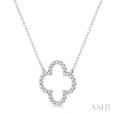 1/4 Ctw Clover Round Cut Diamond Pendant With Chain in 14K White Gold