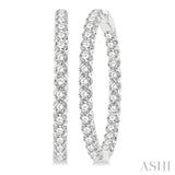 1 1/2-Inch Round Inside-Out Diamond Hoop Earrings