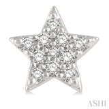 1/10 Ctw Star Round Cut Diamond Petite Fashion Earrings in 14K White Gold