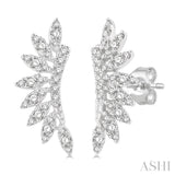 1/3 Ctw Arched Marquise Projection Round Cut Diamond Petite Fashion Earrings in 14K White Gold