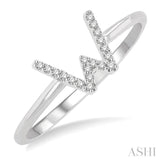 1/20 Ctw Initial 'W' Round Cut Diamond Fashion Ring in 10K White Gold