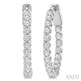 1 Ctw Inside-Out Round Cut Diamond Hoop Earrings in 14K White Gold