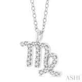 1/8 Ctw Virgo Round Cut Diamond Zodiac Pendant With Chain in 14K White Gold