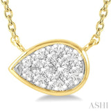 1/6 Ctw Pear Shape Lovebright Diamond Pendant With Chain in 14K Yellow and White Gold