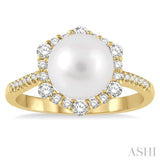 Pearl & Halo Diamond Fashion Ring