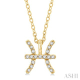 1/20 Ctw Pisces Round Cut Diamond Zodiac Pendant With Chain in 10K Yellow Gold