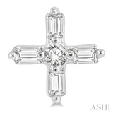 Cross Petite Baguette Diamond Fashion Earrings