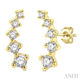 1/4 Ctw Round Cut Diamond Petite Fashion Climbers in 14K Yellow Gold