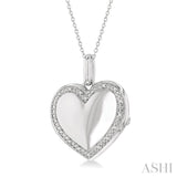 Silver Heart Shape Diamond Locket Pendant