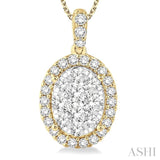 Oval Shape East-West Halo Lovebright Essential Diamond Pendant