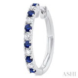 1.80 MM Round Shape Sapphire and 1/4 Ctw Round Cut Diamond Precious Hoop Earrings in 10K White Gold