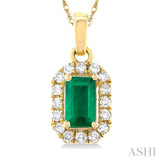 Gemstone & Halo Diamond Pendant