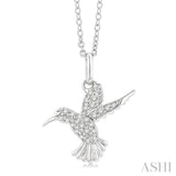 1/6 Ctw Petite Hummingbird Round Cut Diamond Fashion Pendant With Chain in 10K White Gold