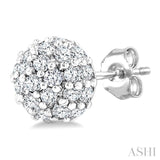 1/5 Ctw Petite Disco Ball Round Cut Diamond Fashion Stud Earrings in 10K White Gold