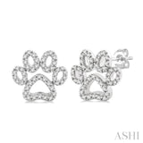 Dog Paw Petite Diamond Fashion Earrings