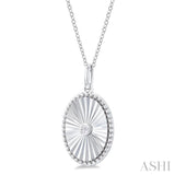 Silver Oval Shape Medallion Diamond Pendant