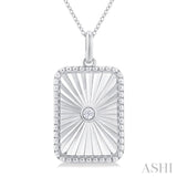 Silver Rectangle Shape Medallion Diamond Pendant