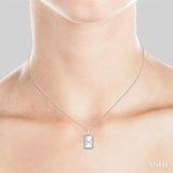 Silver Rectangle Shape Medallion Diamond Pendant