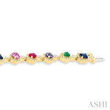 Mixed Shape Halo Gemstone & Diamond Bracelet