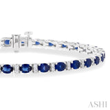 Oval Shape Gemstone & Diamond Bracelet