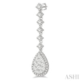 Pear Shape Halo Lovebright Diamond Long Earrings