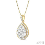 Pear Shape Halo Lovebright Essential Diamond Pendant