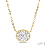 Oval Shape East-West Lovebright Diamond Fashion Necklace