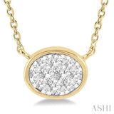 Oval Shape East-West Lovebright Diamond Fashion Necklace