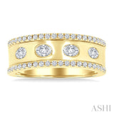 5/8 Ctw Wide 4-Stone Oval & Round Cut Diamond Fashion Band in 14K Yellow Gold