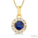 Gemstone & Halo Diamond Pendant