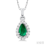 Pear Shape Gemstone & Halo Diamond Pendant