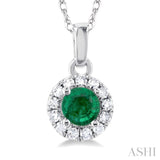 Gemstone & Halo Diamond Pendant