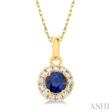 Gemstone & Halo Diamond Pendant