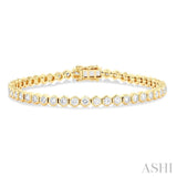 4 ctw Hexagon Motif Bezel Set Round Cut Diamond Tennis Bracelet in 14K Yellow Gold