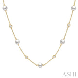 Pearl & Diamond Station Necklace