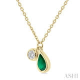 Pear Shape Bezel Set Gemstone & Diamond Necklace