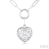 Heart Shape Paper Clip Lovebright Diamond Necklace