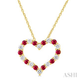 Heart Shape Gemstone & Diamond Fashion Pendant