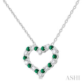 Heart Shape Gemstone & Diamond Fashion Pendant