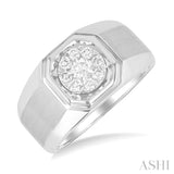 1/2 ctw Octagonal Shape Lovebright Round Cut Diamond Men's Ring in 14K White Gold