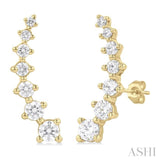 1 Ctw Round Cut Diamond Petite Fashion Climbers in 14K Yellow Gold