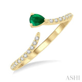 Pear Shape Gemstone & Petite Diamond Fashion Open Ring
