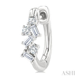 1/4 Ctw Petite Fusion Scatter Baguette and Round Cut Diamond Fashion Huggies in 14K White Gold