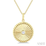1/20 Ctw Round fluted medallion Round Cut Diamond Pirouette Pendant With Chain in 10K Yellow Gold