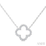 1/8 Ctw Petite Clover Round Cut Diamond Fashion Pendant With Chain in 10K White Gold
