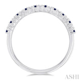 1.35 MM Round Shape Sapphire and 1/10 Ctw Petite Round Cut Diamond Precious Stack Band in 10K White Gold