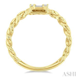 1/4 Ctw Fusion Baguette and Round Cut Diamond Curb & Cuban Link Fashion Ring in 14K Yellow Gold