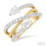 Pear Shape 2 Stone East-West Diamond Fashion Open Ring